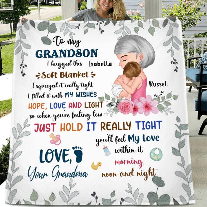 Personalized To My Grandson Fleece Throw Blanket/Quilt/Pillow Cover - Gift Idea For Newborn Grandson/Granddaughter -To My Grandson