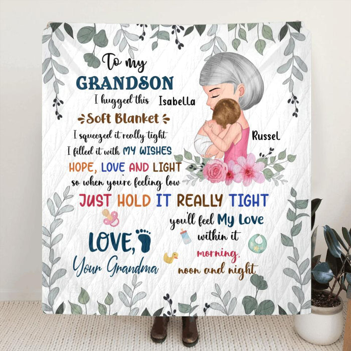 Personalized To My Grandson Fleece Throw Blanket/Quilt/Pillow Cover - Gift Idea For Newborn Grandson/Granddaughter -To My Grandson