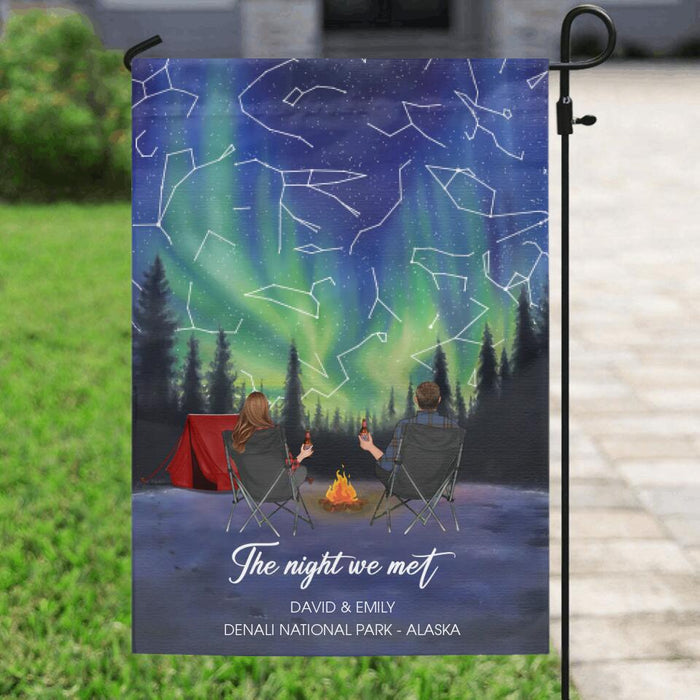 Personalized Camping Couple Flag - Anniversary Gift for Couple - The Night we Met