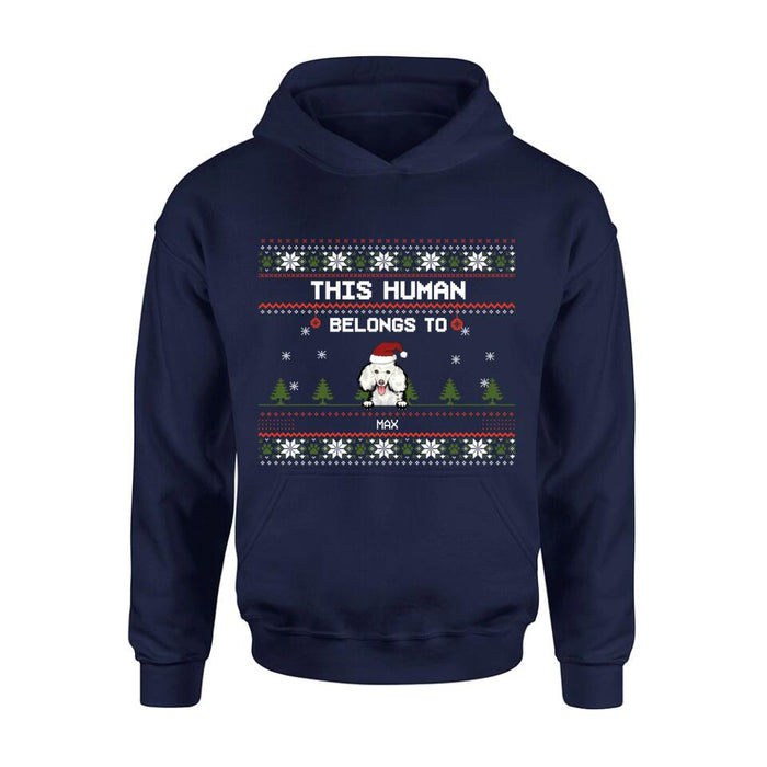 Personalized Dog Mom T-shirt/Long Sleeve/Sweatshirt/Hoodie - Up to 5 Dogs - Christmas Gift For Dog Lover - This Human Belongs To