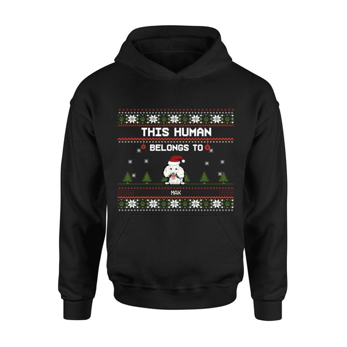 Personalized Dog Mom T-shirt/Long Sleeve/Sweatshirt/Hoodie - Up to 5 Dogs - Christmas Gift For Dog Lover - This Human Belongs To