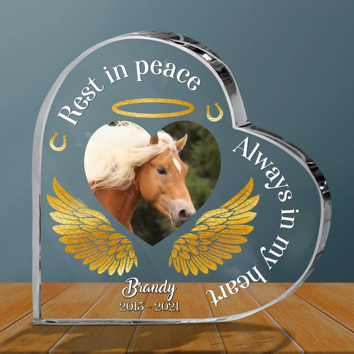 Personalized Memorial Horse Photo Acrylic Plaque - Memorial Gift Idea Horse Owner - Rest In Peace Always In My Heart