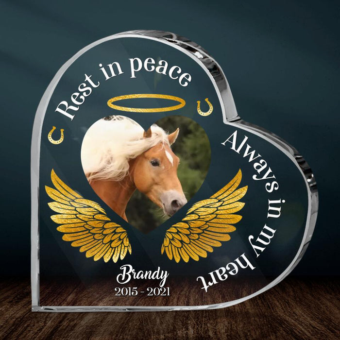 Personalized Memorial Horse Photo Acrylic Plaque - Memorial Gift Idea Horse Owner - Rest In Peace Always In My Heart