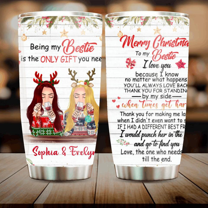 Personalized Xmas Besties Tumbler - Best Gift For Friends - Merry Christmas To My Bestie
