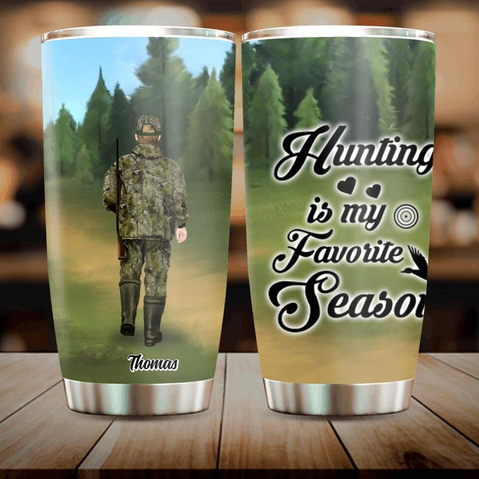 Personalized Hunting Tumbler - Man/Woman/Couple/Single Parent/ Parents With Up to 2 Kids And 4 Pets - Gift For Hunting Lover - Hunting Is My Favorite Season