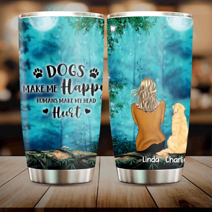 Personalized Memorial Dog Tumbler - Up to 5 Dogs - Gift For Dog Lovers - The Road To My Heart Is Paved With Paw Prints
