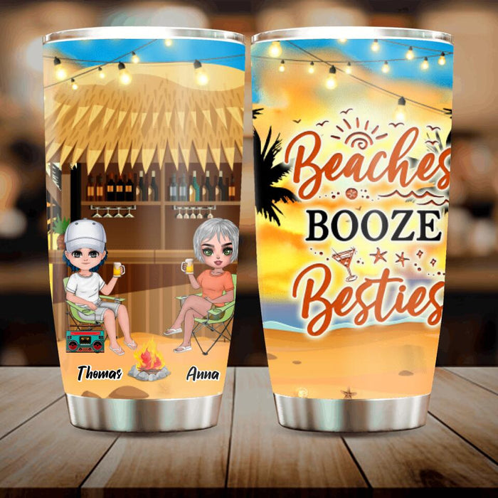 Personalized Friends Tumbler - Up to 4 People - Gift Idea For Friends - Beaches Booze Besties