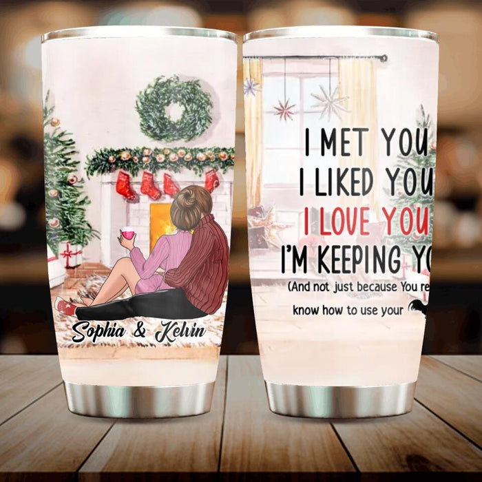 Personalized Couple Hugging Tumbler - Gift Idea For Couple - I Met You I Liked You I Love You