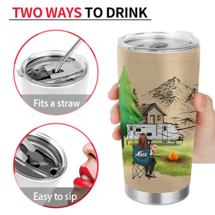 Personalized Camping Tumbler - Parents with Up to 2 Kids, 3 Pets - Gift Idea For Family Couple/Camping Lovers - Life Is Better Around The Campfire