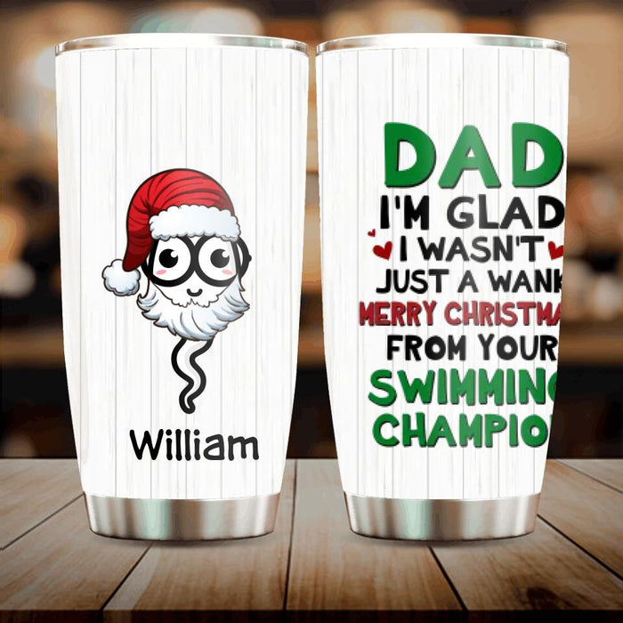 Personalized Xmas Father Tumbler - Up to 6 Children - Christmas Gift Idea For Father - Merry Christmas From Your Swimming Champion