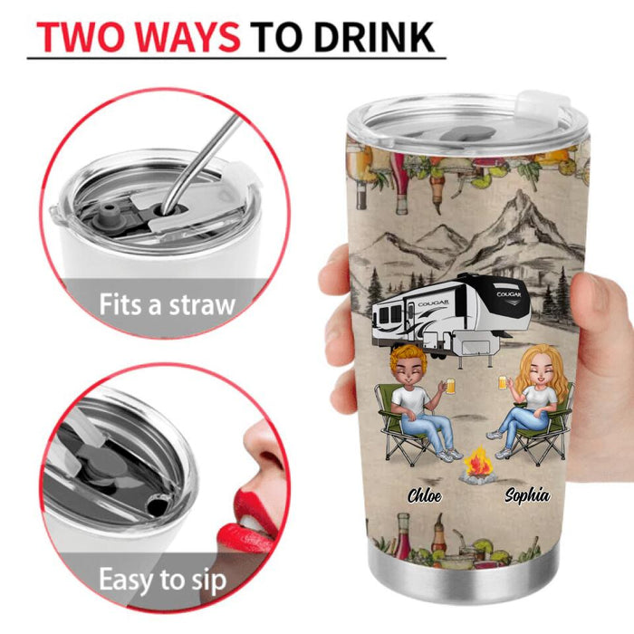 Personalized Camping Friends Tumbler - Up to 7 People - Gift Idea For Friends/Camping Lover - Never Take Camping Advice From Us You'll Only End Up Drunk