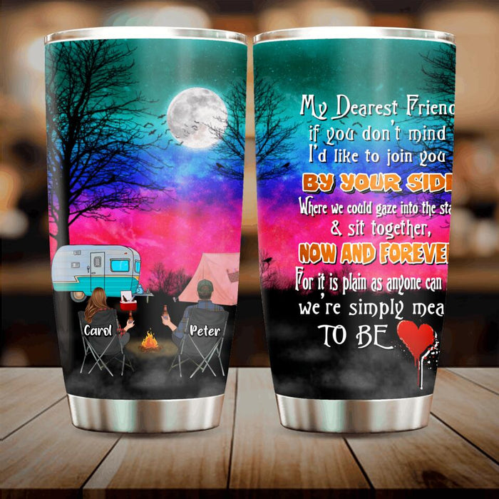 Personalized Couple Camping Tumbler - Couple With Up to 2 Kids And 4 Pets - Gift For Couple/Camping Lover - My Dearest Friend
