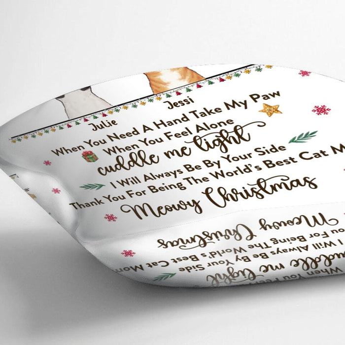 Personalized Cat Mom/Dad Pillow Cover - Christmas Gift Idea For Cat Lovers/Owners - Up to 4 Cats - When You Need A Hand, Take My Paw