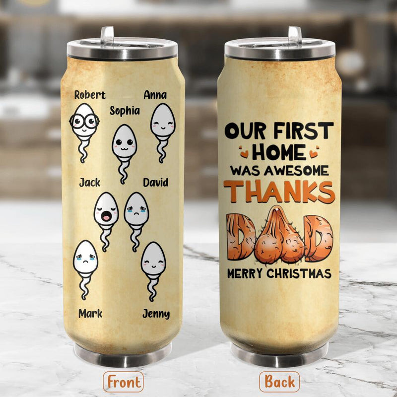 Personalized Soda Can Tumbler - Up to 7 Children - Gift Idea for Father - Merry Christmas