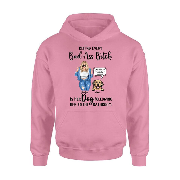 Personalized Dog Following To The Bathroom T-shirt/Long Sleeve/Sweatshirt/Hoodie - Gift Idea For Dog Lover - Up to 4 Dogs - I Will Follow You Wherever You Go Bathroom Included