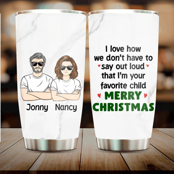 Personalized Family Tumbler - Mom/Dad With A Child - Gift Idea For Family - Merry Christmas