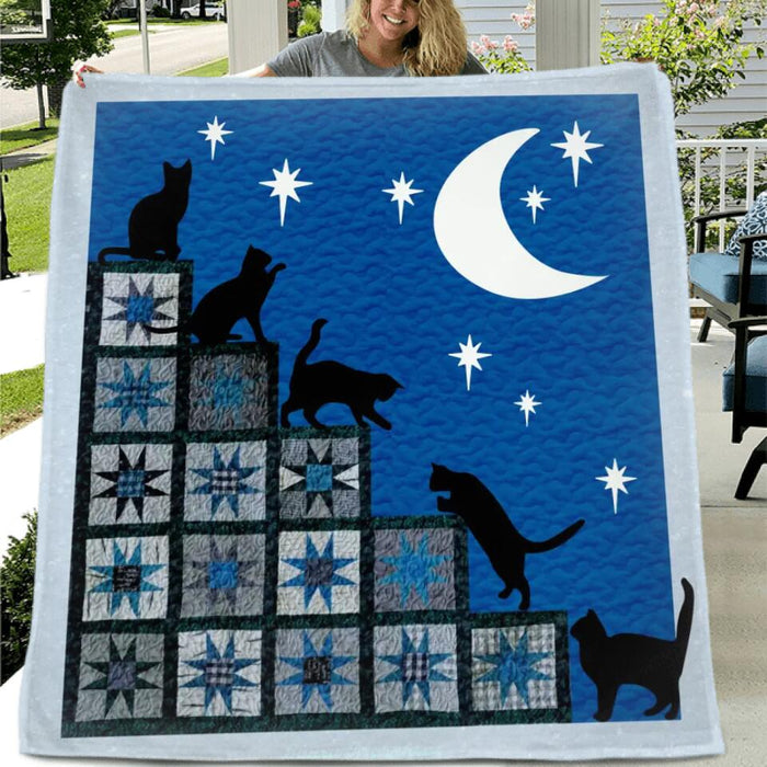 Personalized Cat Stairway To Heaven Quilt/Fleece Blanket - Gift Idea for Cat Lovers