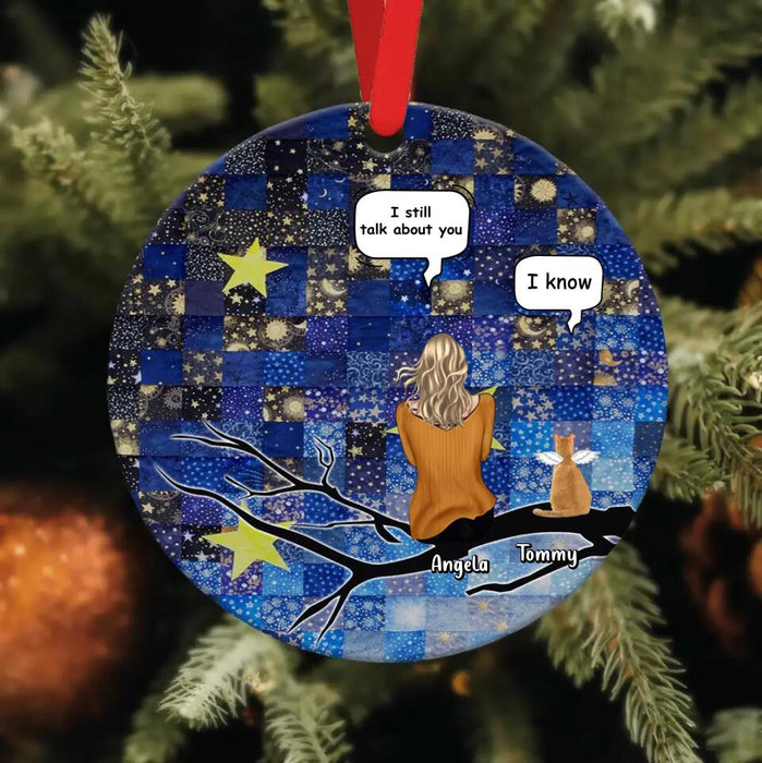 Personalized Memorial Cat Circle Wooden Ornament - Up to 3 Cats - Memorial Gift Idea For Cat Lovers - I Still Talk About You