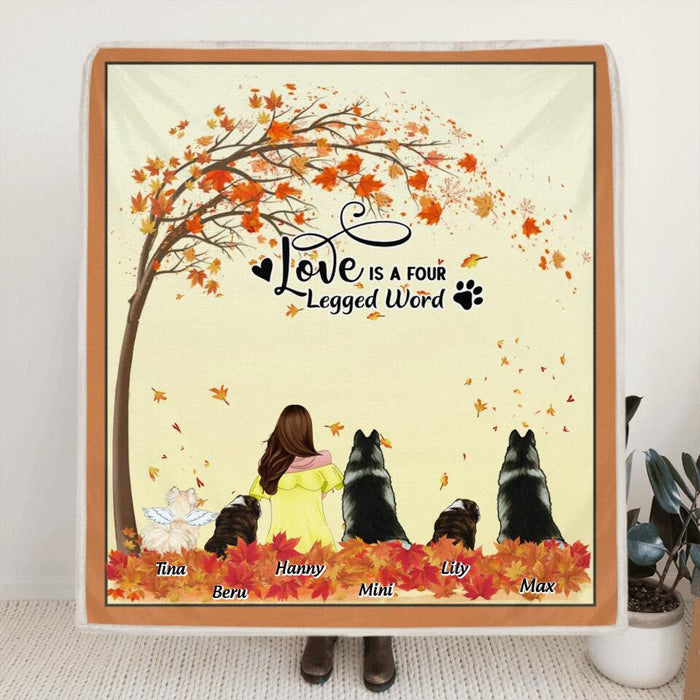 Personalized Dog Mom in Autumn Quilt/Fleece Blanket - Gift for Dog Mom - Up to 5 Dogs
