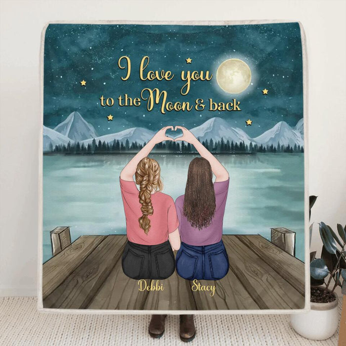 Personalized Best Friends Quilt/Fleece Blanket - Gift for BFF - I love you to the moon and back