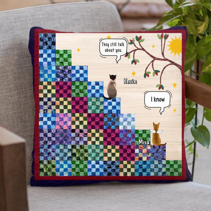 Personalized Memorial Cat Pillow Cover - Gift Idea For Cat Lovers/Owners - Up to 4 Cats - They Still Talk About You