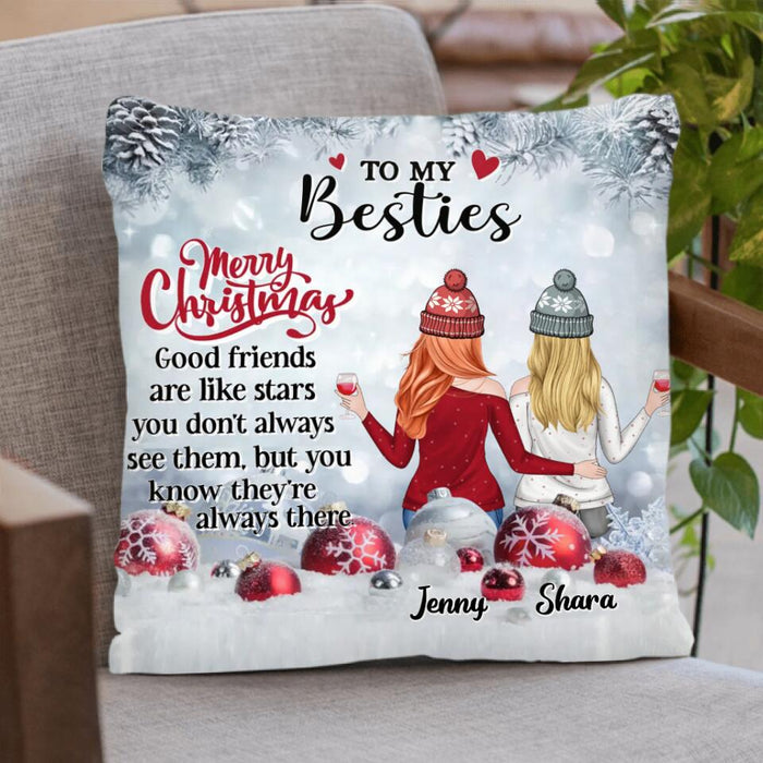 Personalized Besties Pillow Cover - Christmas Gift Idea for Friends/Besties/Sisters - Merry Christmas