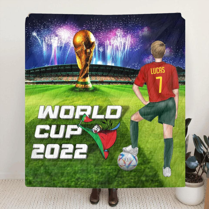 Personalized Football Fleece Throw Blanket/Quilt - Gift Idea For Football Lover - World Cup 2022