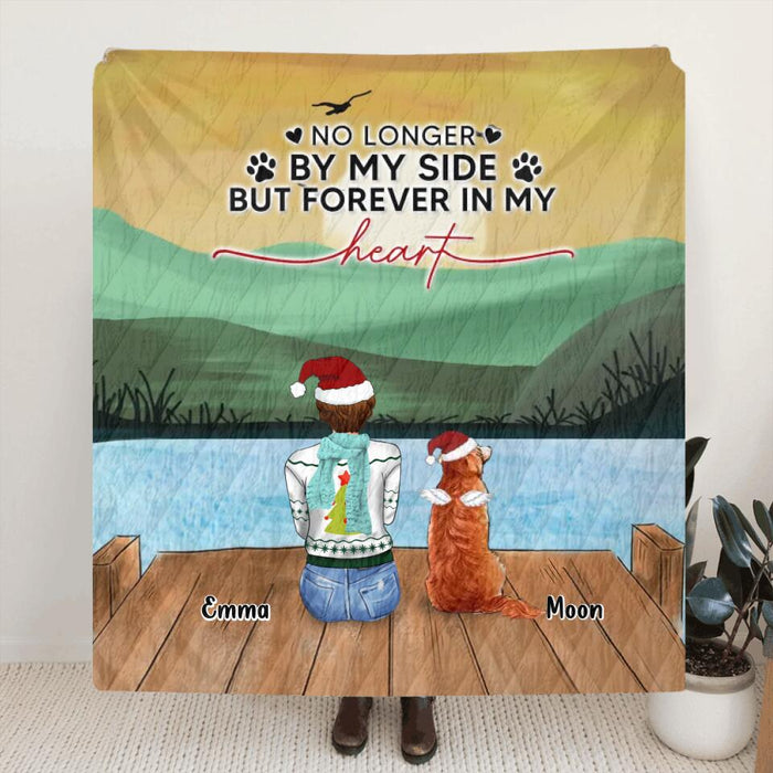 Personalized Pet Mom/Dad Quilt/Fleece Throw Blanket - Gift Idea For Dog/Cat Lovers - Up to 4 Pets - No Longer By My Side But Forever In My Heart