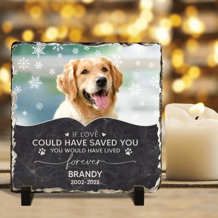Personalized Memorial Pet Photo Square Lithograph - Memorial Gift Idea For Dog/Cat/Horse Owners - If Love Could Have Saved You You Would Have Lived Forever
