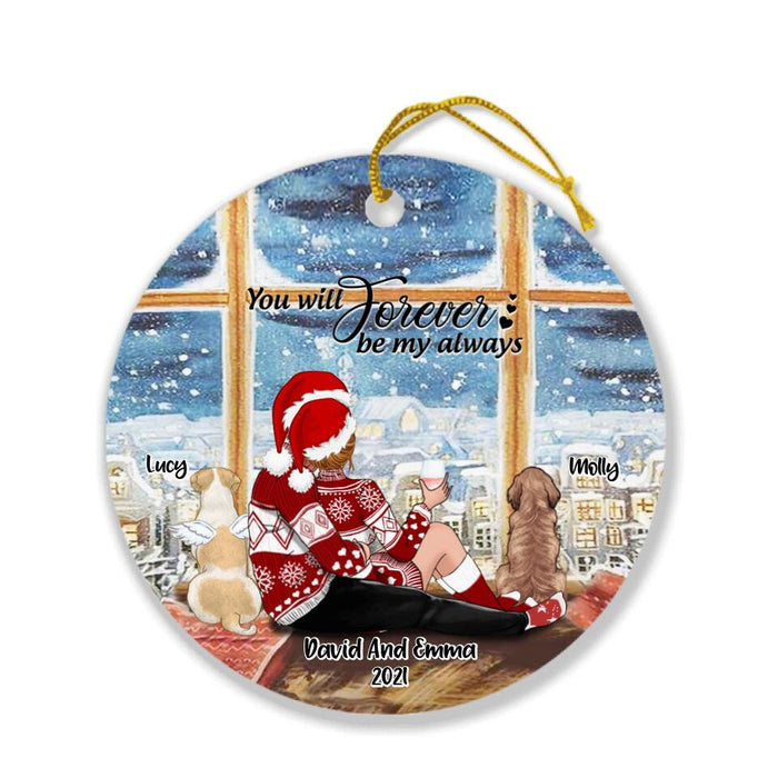 Personalized Hugging Couple Xmas Ornament - Couple With Up to 2 Pets - Best Gift For Christmas - You Will Forever Be My Always - EWFNOK