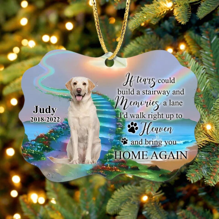 Personalized Cat Dog In Heaven Wooden Ornament - Upload Photo - Memorial Gift Idea For Pet Lover - If Tears Could Build A Stairway