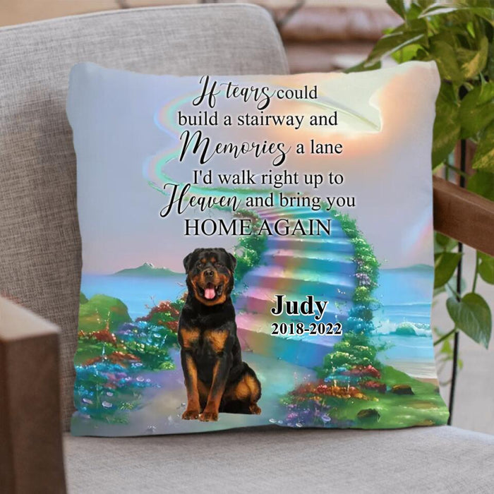 Personalized Cat Dog In Heaven Pillow Cover - Memorial Gift Idea For Pet Lover - If Tears Could Build A Stairway