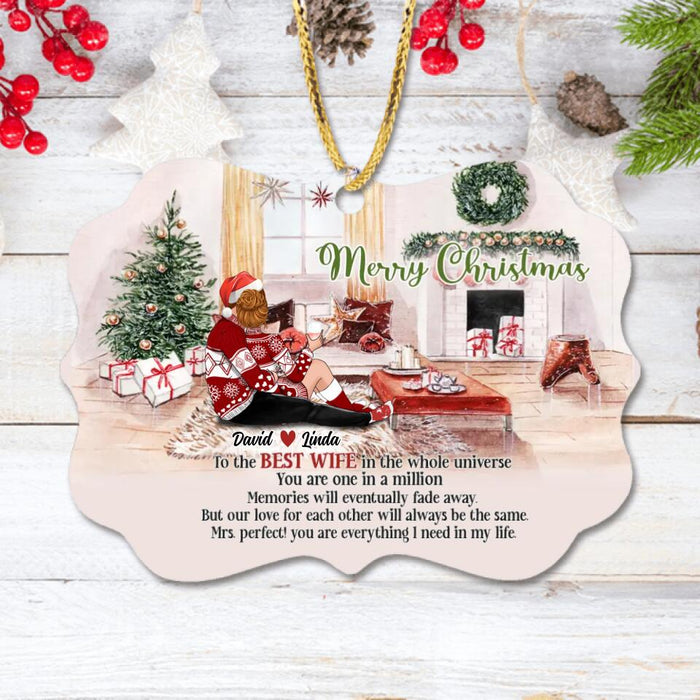 Personalized Hugging Couple Xmas Rectangle Ornament - Gift Idea For Couple - To The Best Wife In The Whole Universe