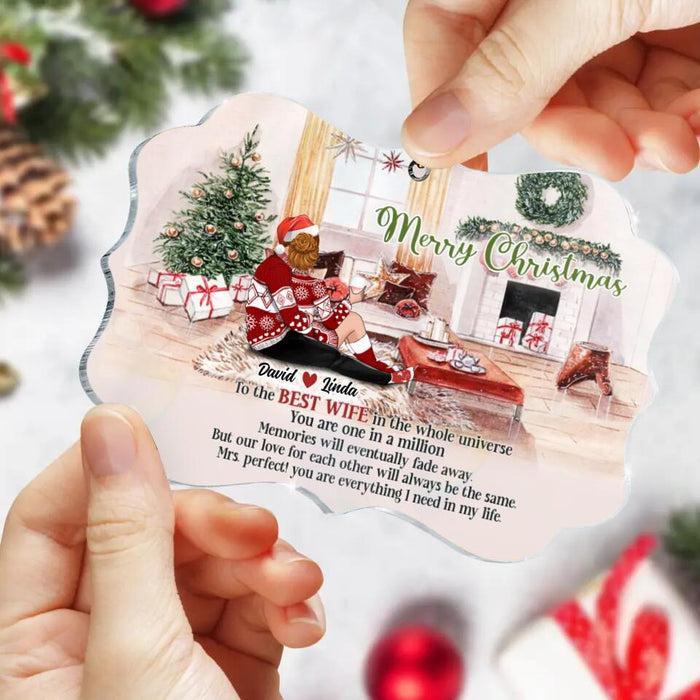 Personalized Hugging Couple Xmas Rectangle Ornament - Gift Idea For Couple - To The Best Wife In The Whole Universe