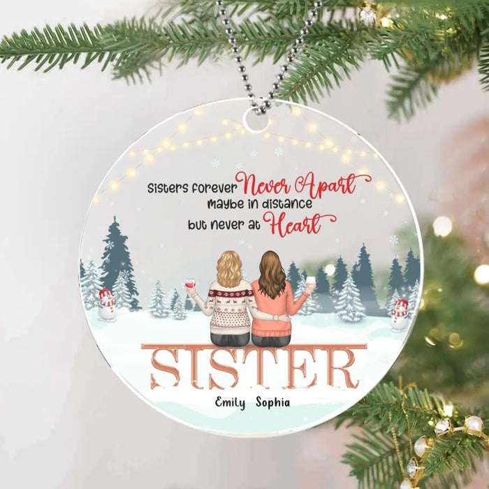 Personalized Christmas Friends Circle/Rectangle Acrylic Ornament - Christmas Gift Idea For Friends/Sisters/Besties - Up to 5 People - Not Sisters By Blood But Sisters By Heart
