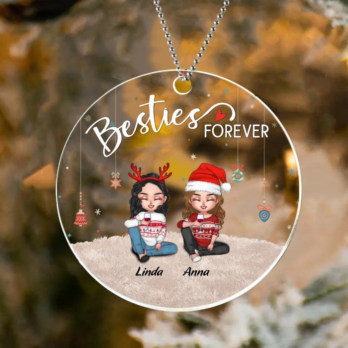 Personalized Besties Circle Acrylic Ornament - Gift Idea For Besties/Christmas - Up To 5 Friends - Besties Forever