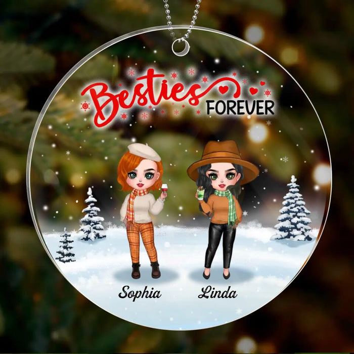 Personalized Christmas Besties Circle Acrylic Ornament - Gift Idea For Besties - Up To 4 Friends - Besties Forever