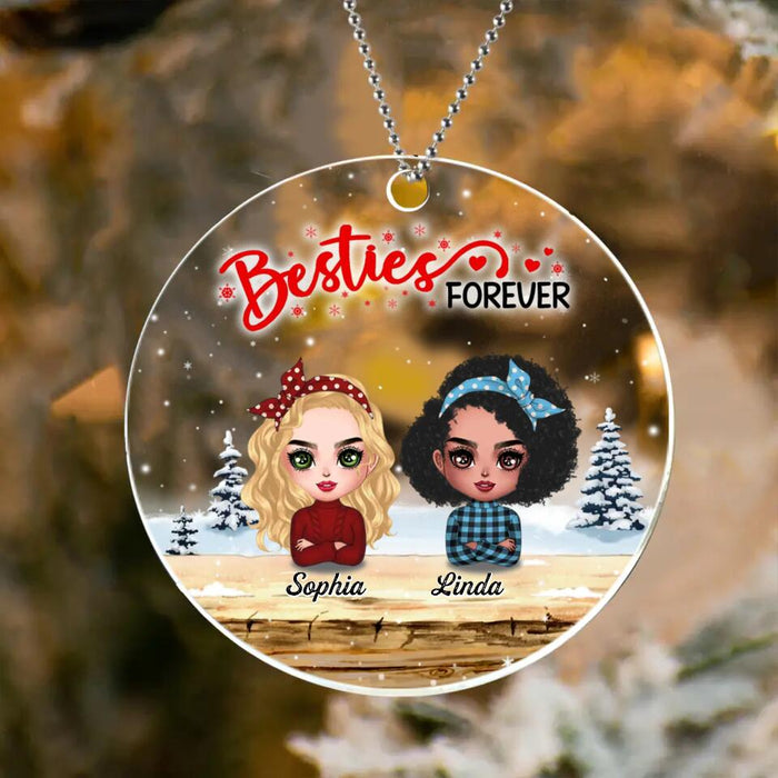 Personalized Christmas Besties Circle Acrylic Ornament - Gift Idea For Best Friends - Up to 4 Friends - Bestie Forever