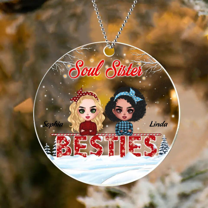 Personalized Besties Forever Circle Acrylic Ornament - Gift Idea For Besties/Sisters - Up to 4 Girls - Soul Sister