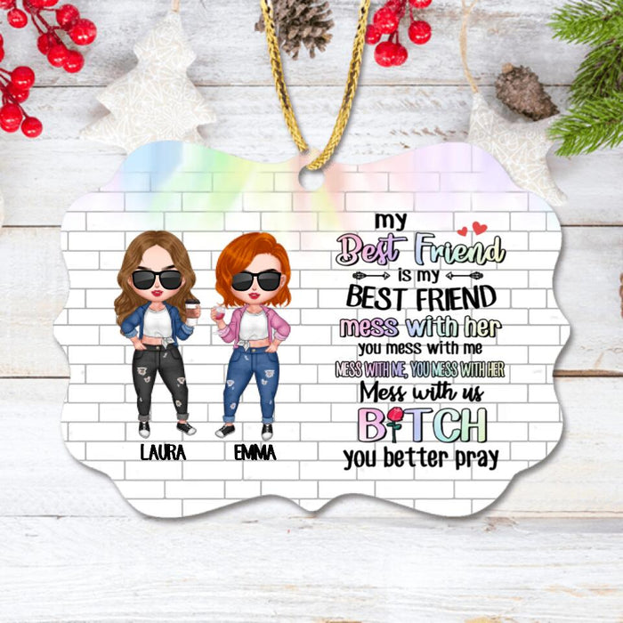Personalized Best Friends Rectangle Wooden Ornament - Gift Idea For Besties - Up to 4 Friends - My Best Friend Is My Best Friend