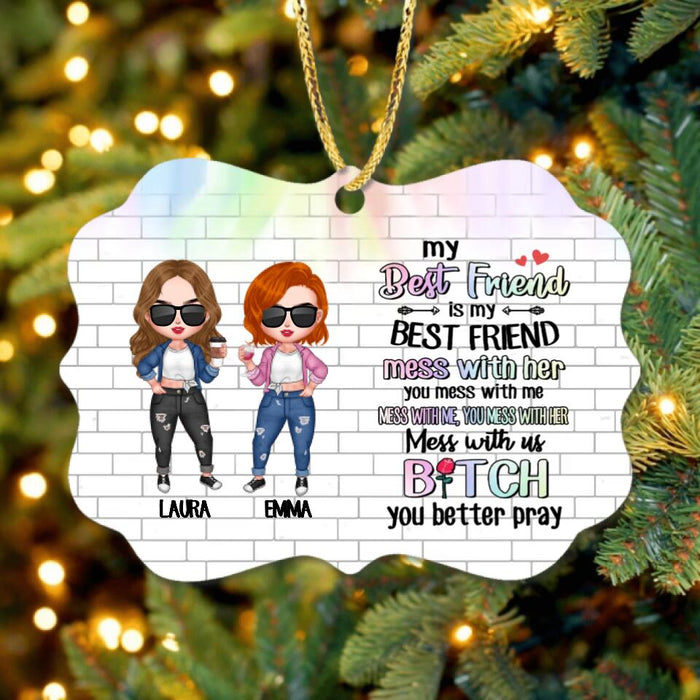 Personalized Best Friends Rectangle Wooden Ornament - Gift Idea For Besties - Up to 4 Friends - My Best Friend Is My Best Friend