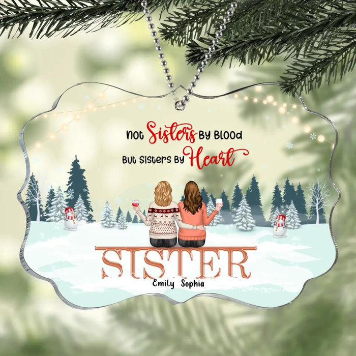 Personalized Christmas Friends Circle/Rectangle Acrylic Ornament - Christmas Gift Idea For Friends/Sisters/Besties - Up to 5 People - Not Sisters By Blood But Sisters By Heart