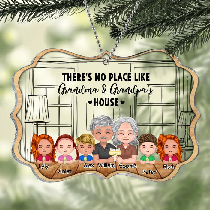 Personalized Grandma & Grandpa's House Acrylic Ornament - Grandparents With Up to 5 Kids - Gift Idea For Grandparent - There's No Place Like Grandma & Grandpa's House