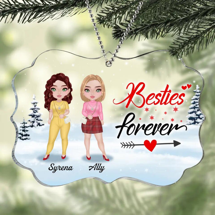 Personalized Besties Acrylic Ornament - Christmas Gift For Besties/Friends - Up to 4 Girls - Not Sisters By Blood But Sisters By Heart