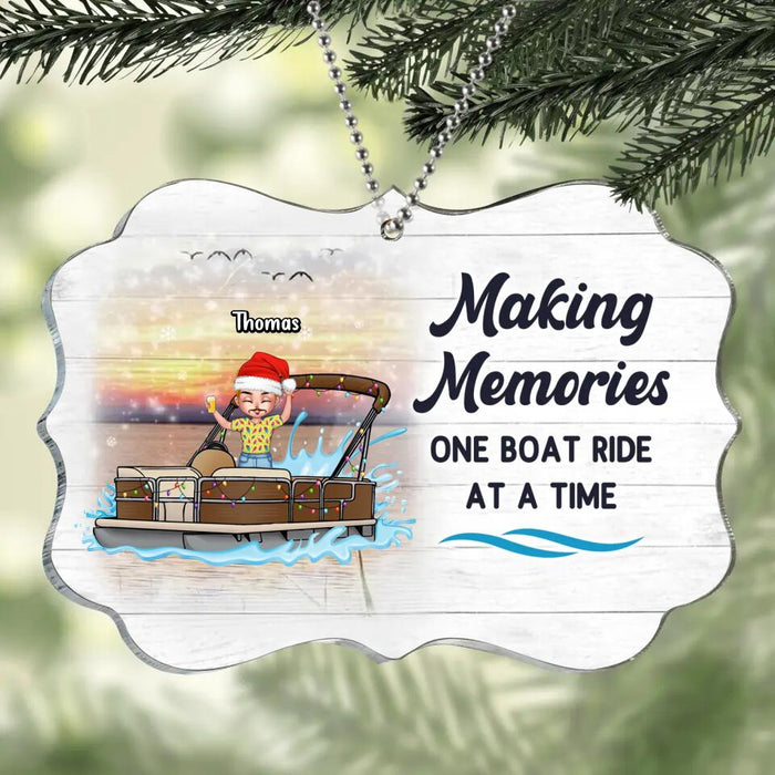 Personalized Pontoon Friends Rectangle Acrylic Ornament - Up to 4 People - Gift Idea For Friends - Making Memories One Boat Ride At A Time