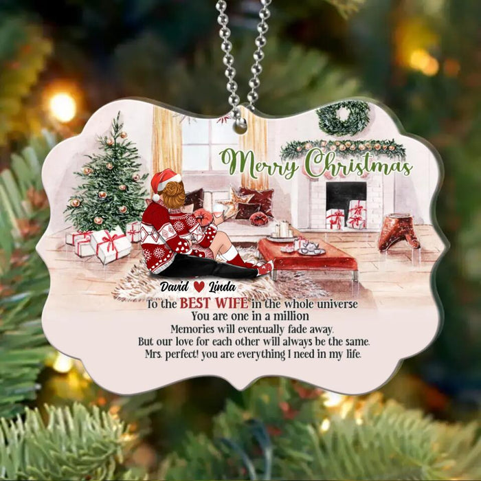 Personalized Hugging Couple Xmas Rectangle Ornament - Gift Idea For Couple - To The Best Wife In The Whole Universe