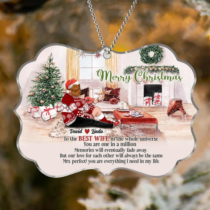 Personalized Hugging Couple Xmas Rectangle Ornament - Gift Idea For Couple - To The Best Wife In The Whole Universe