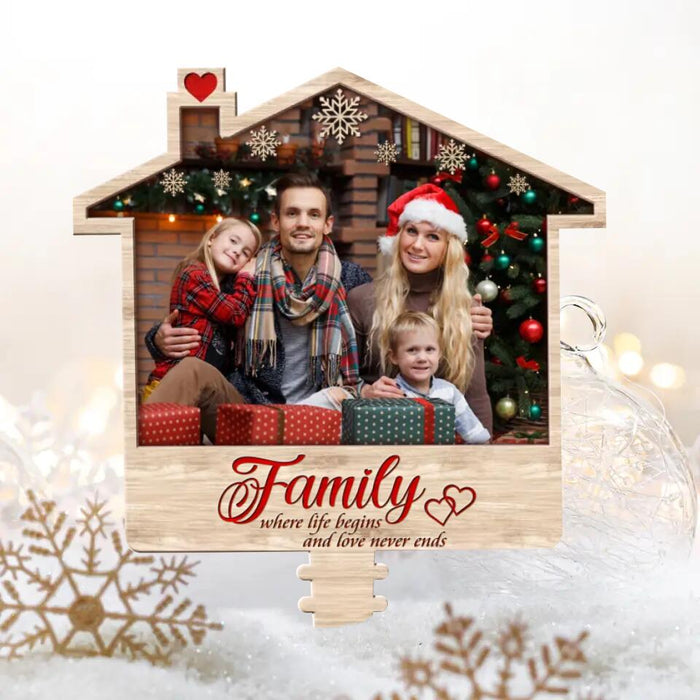 Personalized Family Photo Tree Topper - Christmas Gift Idea For Family - Family Where Life Begins And Love Never Ends