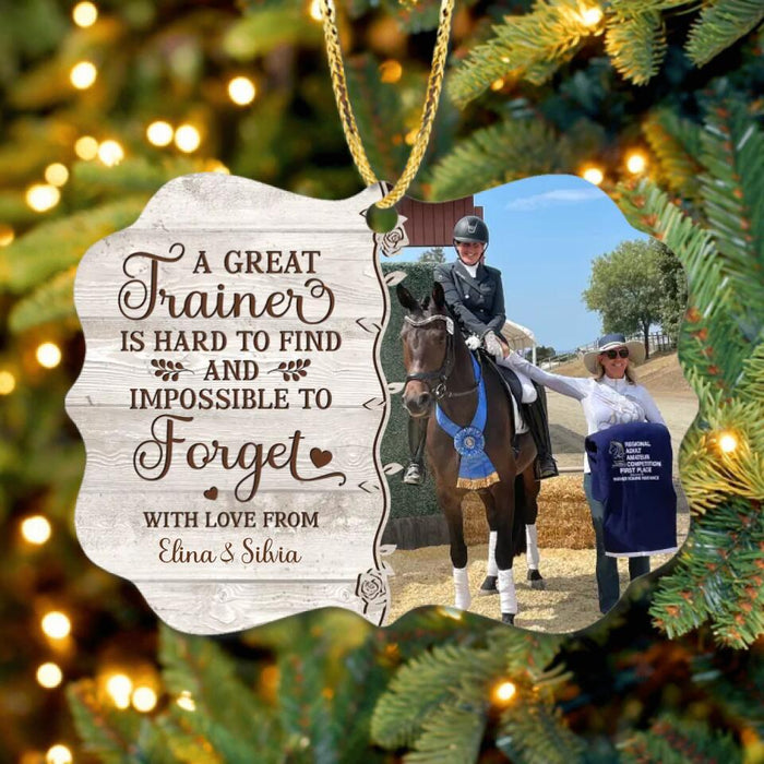 Personalized Horse Trainer Rectangle Wooden Ornament - Gift For Horse Trainer Equestrian - A Great Trainer Is Hard To Find And Impossible To Forget