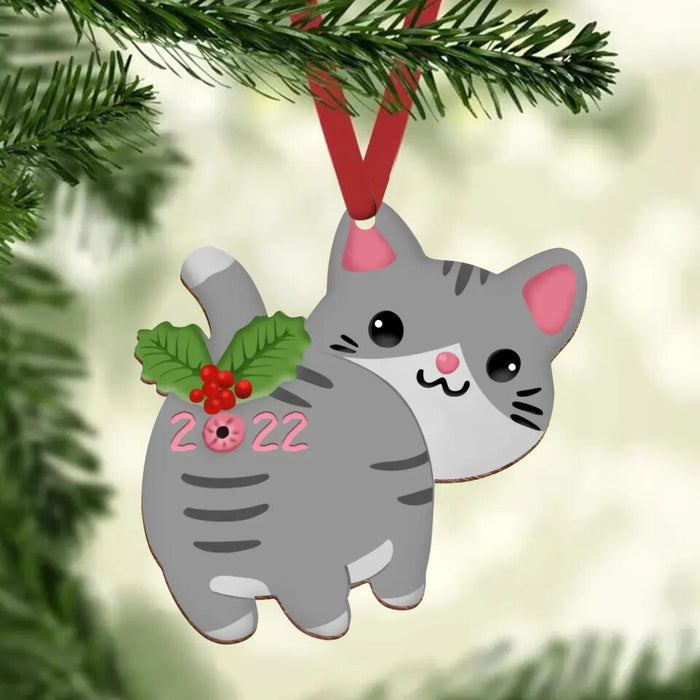 Personalized Cat Butt Christmas Wooden Ornament - Christmas Gift Idea For Cat Lover/Decoration Gift Idea